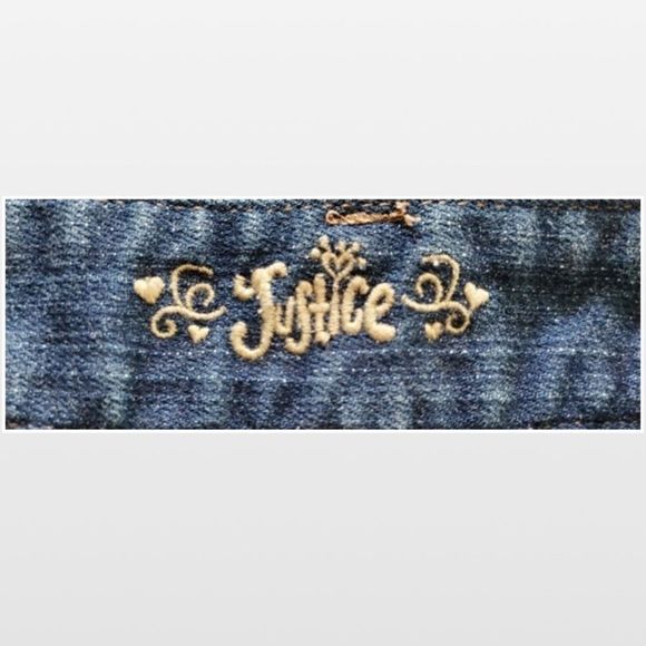 Justice Skorts Kid Girls Size 14 Blue Denim Distressed Camo Peace Ruffles Pocket - Picture 11 of 14